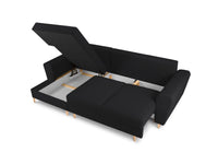 Cosmopolitan Design - Divano convertibile angolare sinistro con contenitore "Kyoto" 4 posti in bouclé nero 