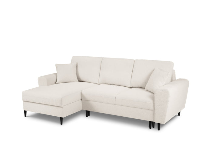 Cosmopolitan Design - Divano convertibile angolare sinistro con contenitore "Kyoto" 4 posti in bouclé beige 