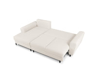 Cosmopolitan Design - Divano convertibile angolare sinistro con contenitore "Kyoto" 4 posti in bouclé beige 