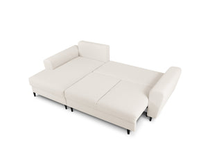 Cosmopolitan Design - Divano convertibile angolare sinistro con contenitore "Kyoto" 4 posti in bouclé beige 