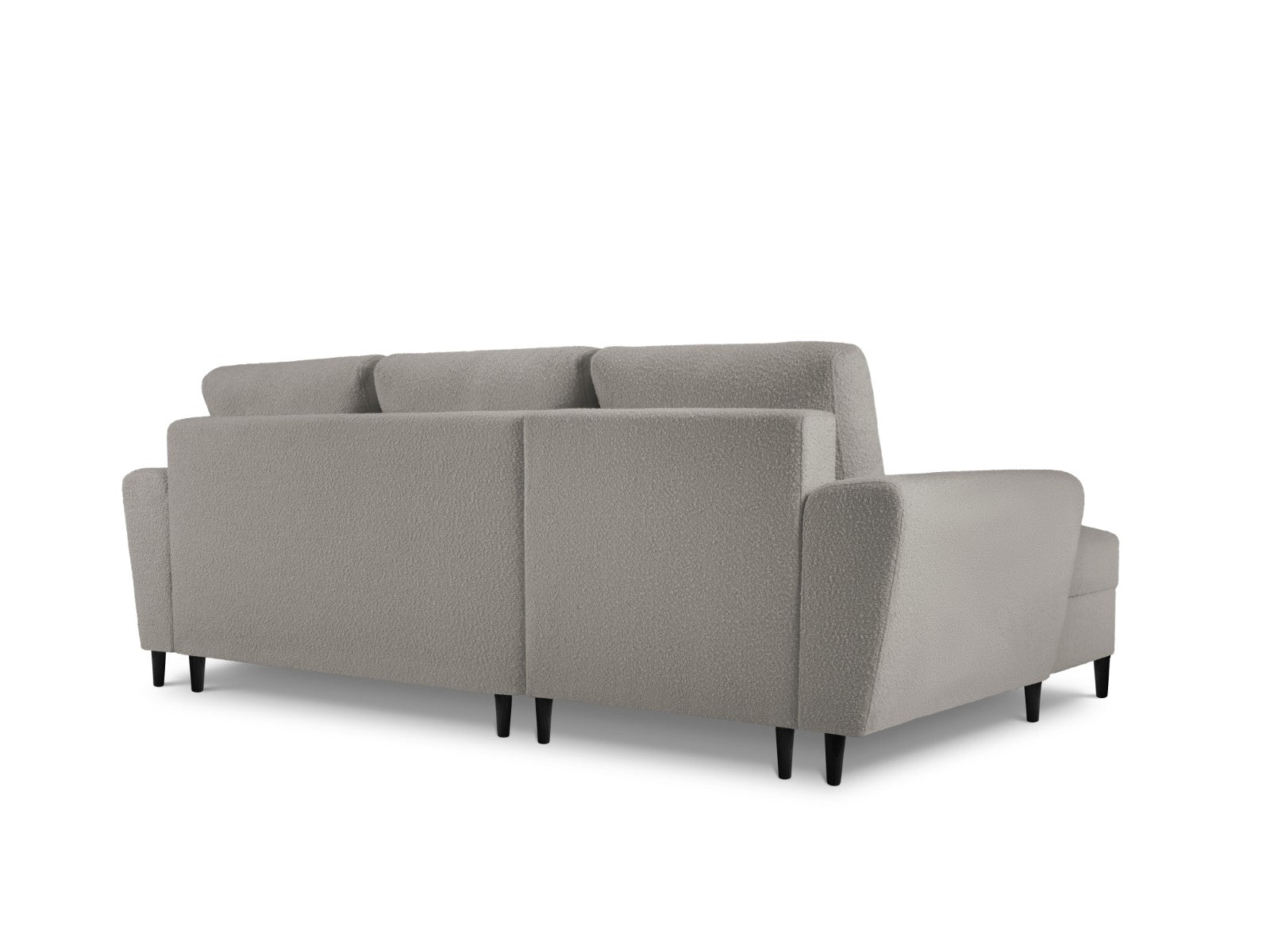Cosmopolitan Design - Divano convertibile angolare sinistro con contenitore "Kyoto" 4 posti in bouclé grigio 