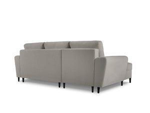 Cosmopolitan Design - Divano convertibile angolare sinistro con contenitore "Kyoto" 4 posti in bouclé grigio 