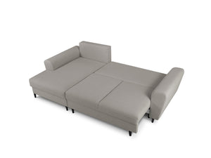 Cosmopolitan Design - Divano convertibile angolare sinistro con contenitore "Kyoto" 4 posti in bouclé grigio 
