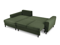 Cosmopolitan Design - Divano convertibile angolare sinistro con box "Kyoto" 4 posti in velluto a coste verde bottiglia 