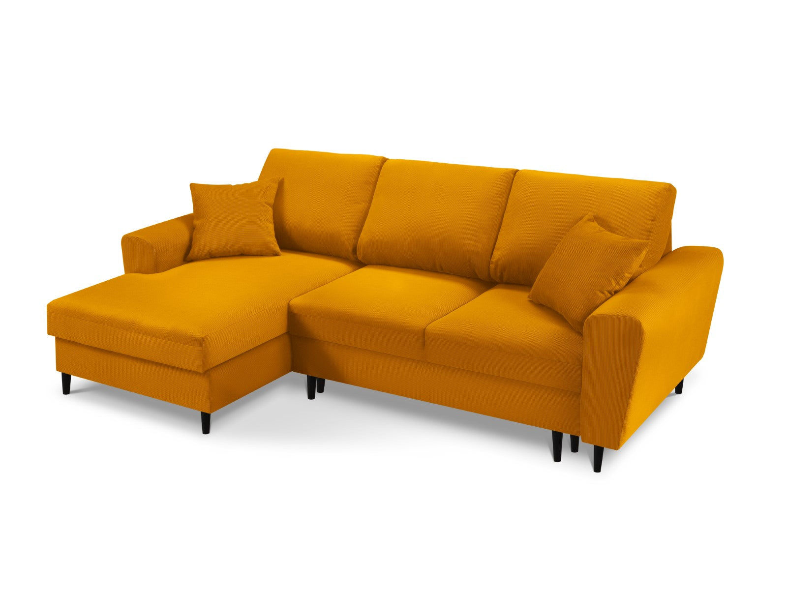 Cosmopolitan Design - Divano convertibile angolare sinistro con contenitore "Kyoto" 4 posti in velluto a coste giallo 
