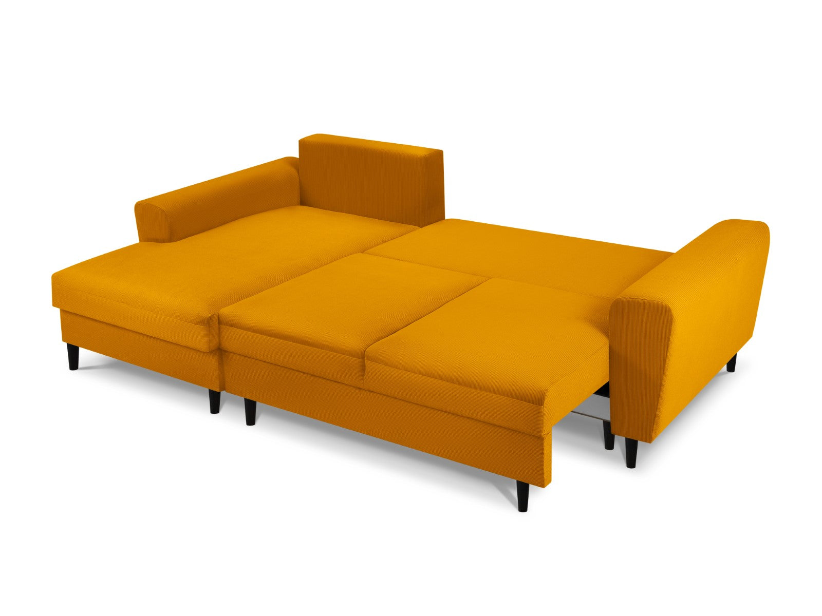 Cosmopolitan Design - Divano convertibile angolare sinistro con contenitore "Kyoto" 4 posti in velluto a coste giallo 