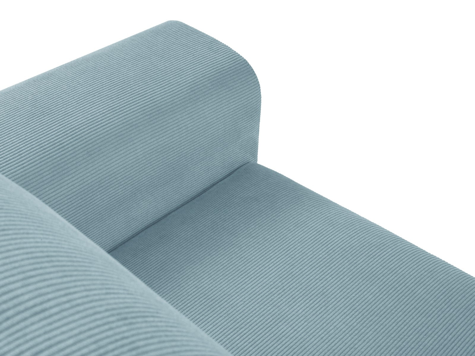 Cosmopolitan Design - Divano convertibile angolare sinistro con contenitore "Kyoto" 4 posti in velluto a coste azzurro 