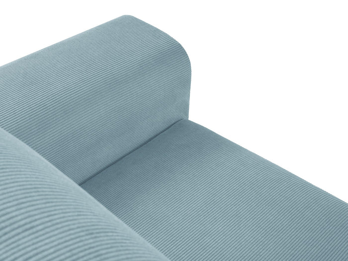 Cosmopolitan Design - Divano convertibile angolare sinistro con contenitore "Kyoto" 4 posti in velluto a coste azzurro 