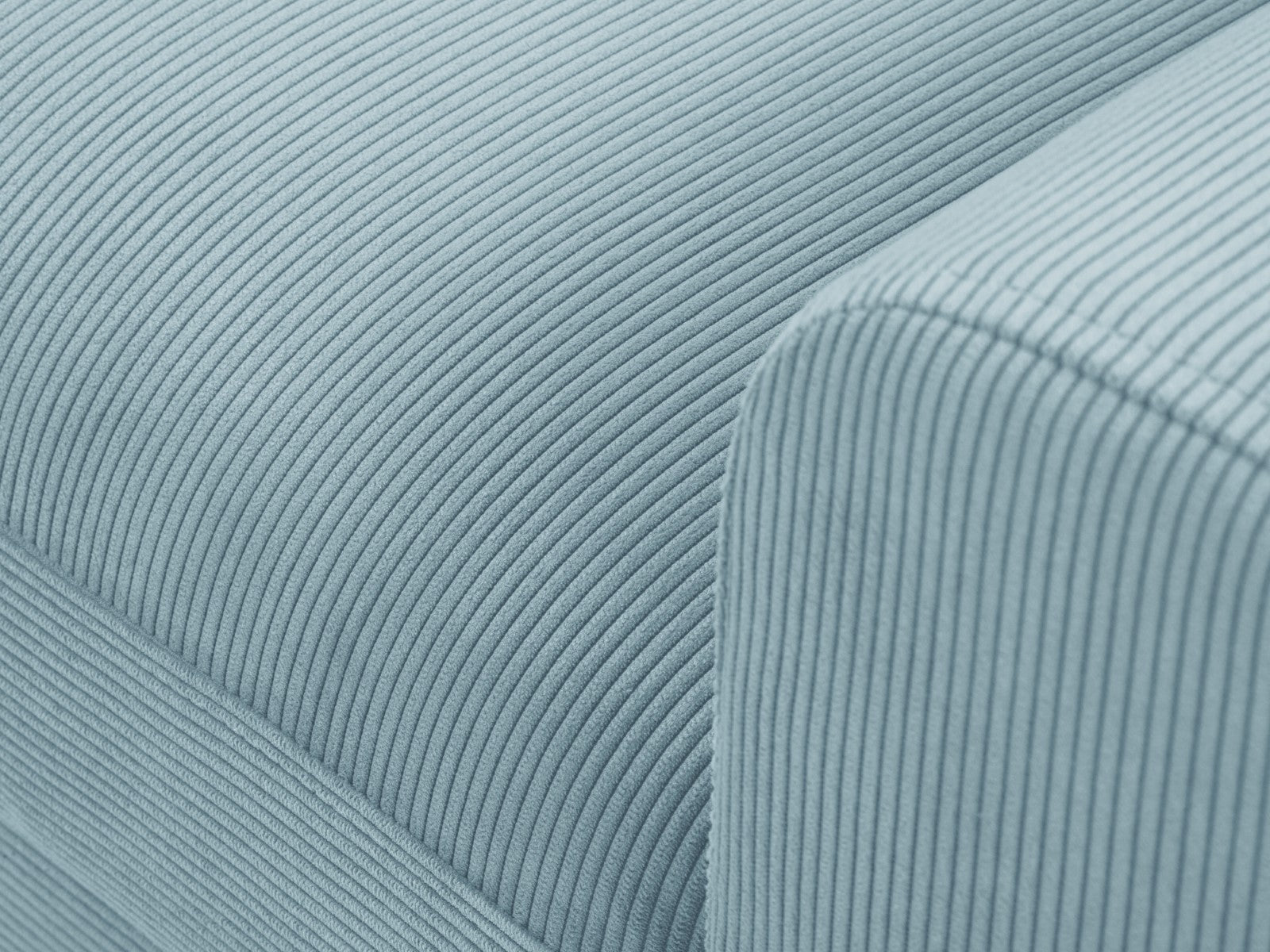 Cosmopolitan Design - Divano convertibile angolare sinistro con contenitore "Kyoto" 4 posti in velluto a coste azzurro 