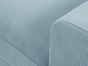 Cosmopolitan Design - Divano convertibile angolare sinistro con contenitore "Kyoto" 4 posti in velluto a coste azzurro 