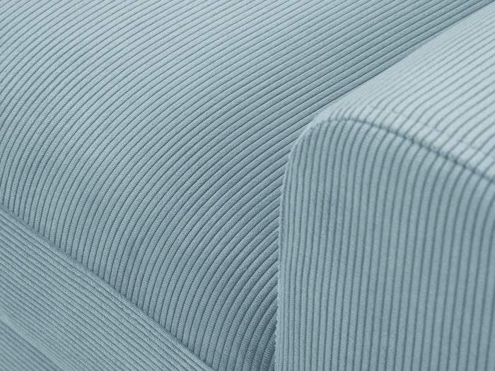 Cosmopolitan Design - Divano convertibile angolare sinistro con contenitore "Kyoto" 4 posti in velluto a coste azzurro 