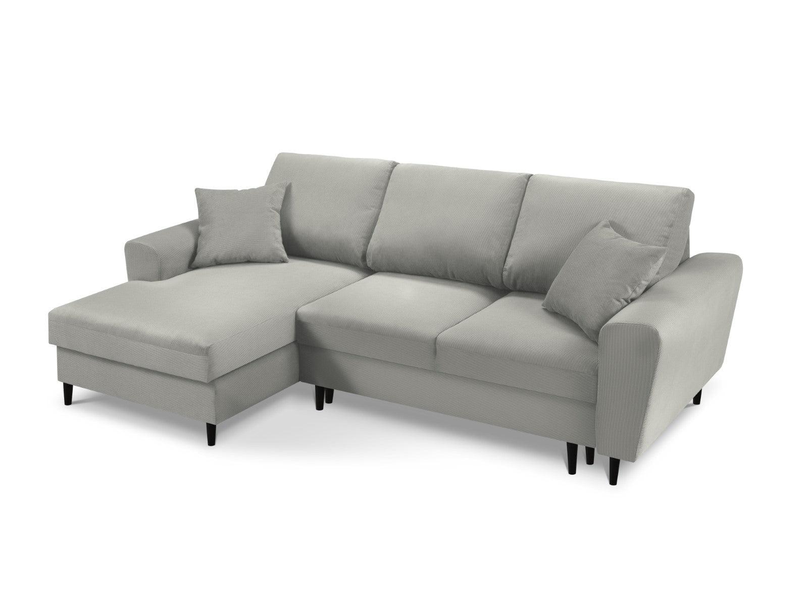 Cosmopolitan Design - Divano convertibile angolare sinistro con box "Kyoto" 4 posti in velluto a coste grigio chiaro 