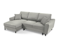 Cosmopolitan Design - Divano convertibile angolare sinistro con box "Kyoto" 4 posti in velluto a coste grigio chiaro 