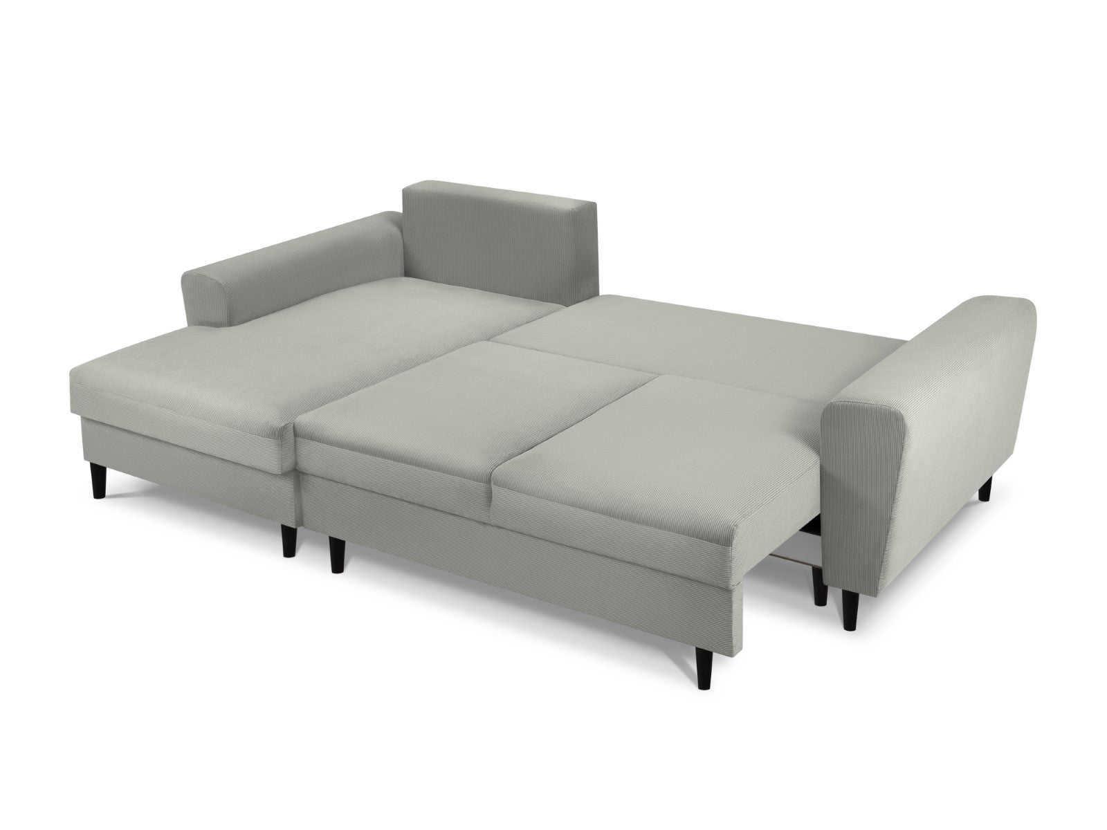 Cosmopolitan Design - Divano convertibile angolare sinistro con box "Kyoto" 4 posti in velluto a coste grigio chiaro 