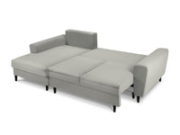 Cosmopolitan Design - Divano convertibile angolare sinistro con box "Kyoto" 4 posti in velluto a coste grigio chiaro 