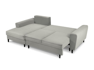 Cosmopolitan Design - Divano convertibile angolare sinistro con box "Kyoto" 4 posti in velluto a coste grigio chiaro 