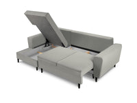 Cosmopolitan Design - Divano convertibile angolare sinistro con box "Kyoto" 4 posti in velluto a coste grigio chiaro 
