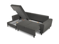 Cosmopolitan Design - Divano convertibile angolare sinistro con contenitore "Kyoto" 4 posti in velluto a coste grigio 