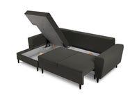 Cosmopolitan Design - Divano convertibile angolare sinistro con contenitore "Kyoto" 4 posti in velluto a coste nero 