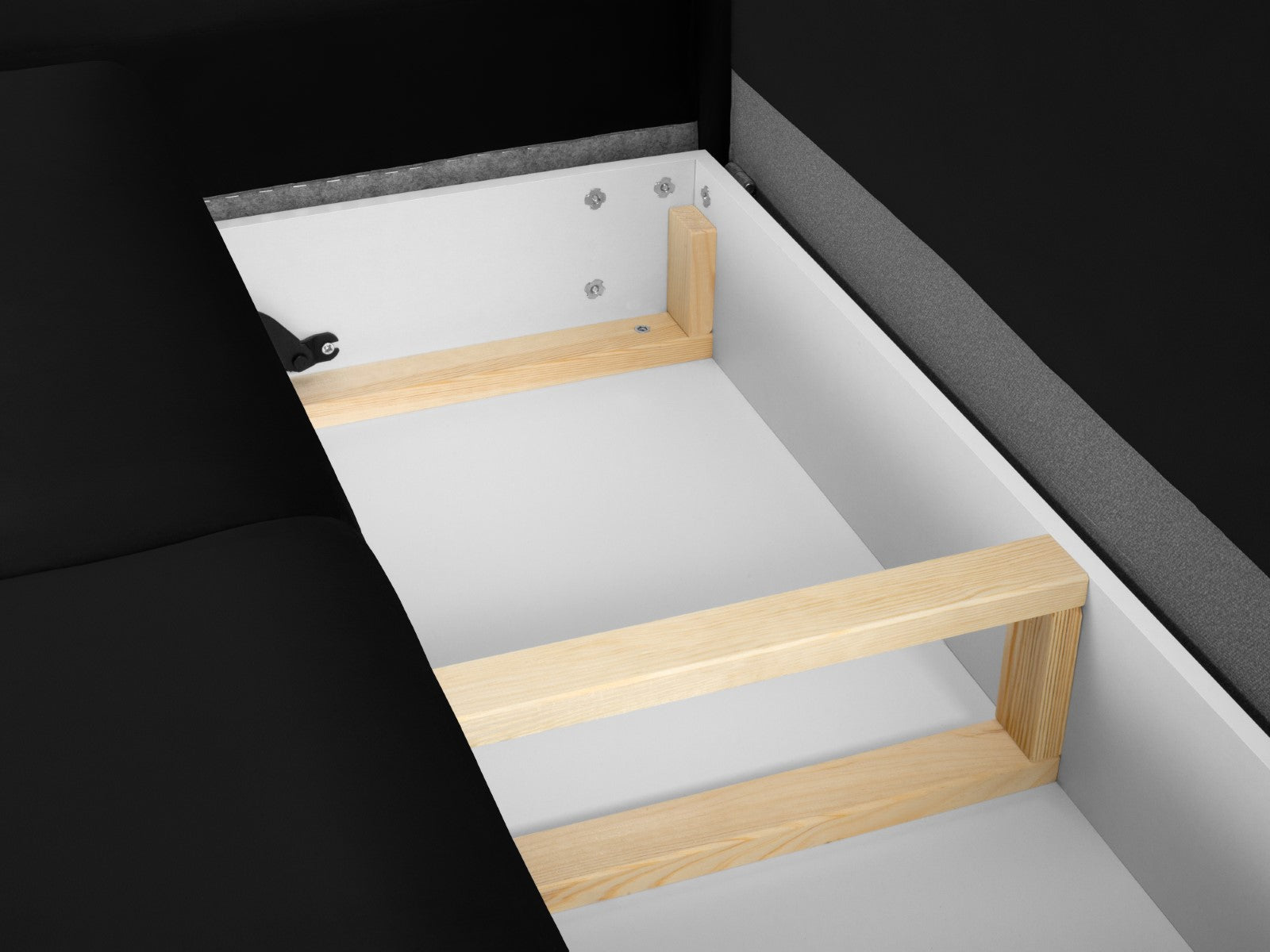 Cosmopolitan Design - Divano convertibile angolare sinistro con contenitore "Kyoto" 5 posti in velluto nero 