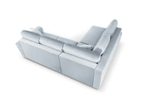 Cosmopolitan Design - Divano convertibile angolare sinistro con contenitore "Kyoto" 5 posti in velluto azzurro 