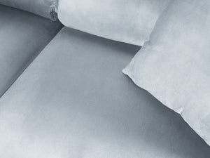 Cosmopolitan Design - Divano convertibile angolare sinistro con contenitore "Kyoto" 5 posti in velluto azzurro 