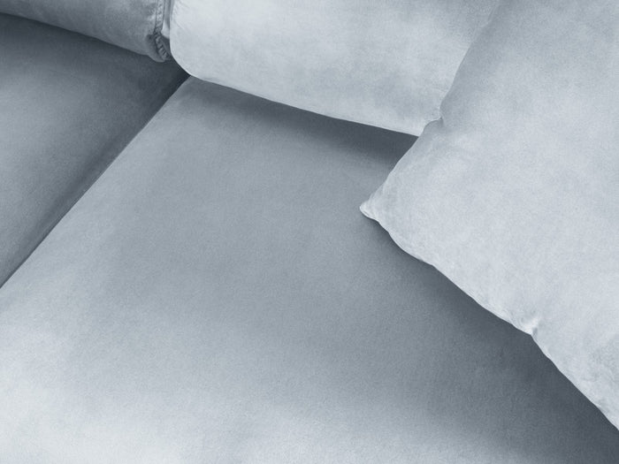 Cosmopolitan Design - Divano convertibile angolare sinistro con contenitore "Kyoto" 5 posti in velluto azzurro 