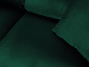 Cosmopolitan Design - Divano convertibile angolare sinistro con contenitore "Kyoto" 5 posti in velluto verde bottiglia 