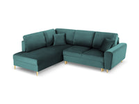 Cosmopolitan Design - Divano convertibile angolare sinistro con contenitore "Kyoto" 5 posti in velluto petrolio 