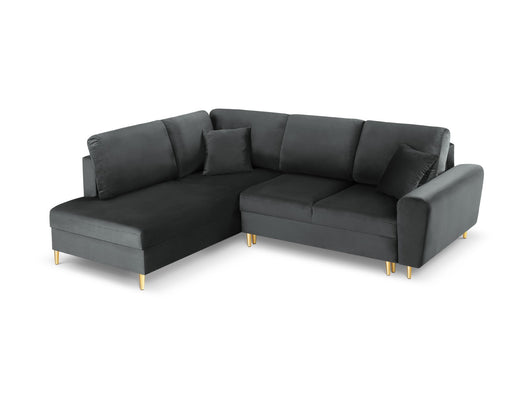 Cosmopolitan Design - Divano convertibile angolare sinistro con contenitore "Kyoto" 5 posti in velluto grigio scuro 
