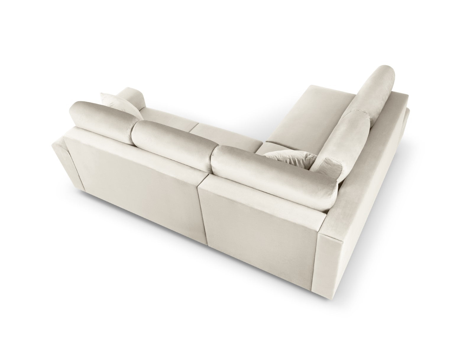 Cosmopolitan Design - Divano convertibile angolare sinistro con contenitore "Kyoto" 5 posti in velluto beige chiaro 