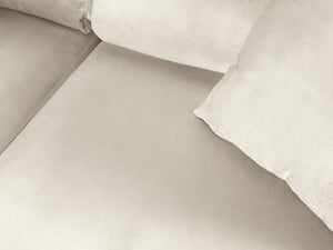 Cosmopolitan Design - Divano convertibile angolare sinistro con contenitore "Kyoto" 5 posti in velluto beige chiaro 