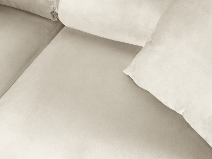 Cosmopolitan Design - Divano convertibile angolare sinistro con contenitore "Kyoto" 5 posti in velluto beige chiaro 