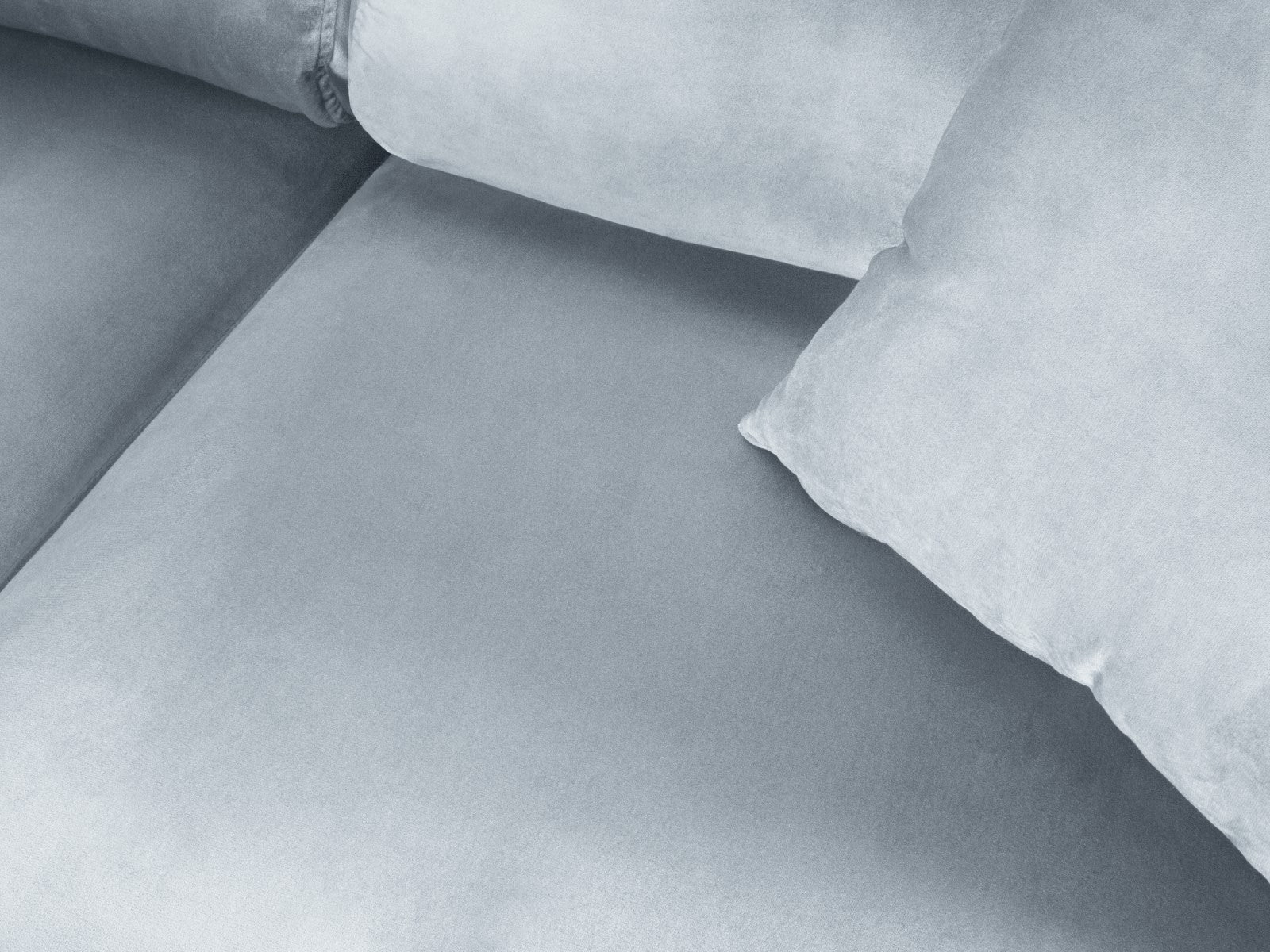 Cosmopolitan Design - Divano convertibile angolare sinistro con contenitore "Kyoto" 5 posti in velluto azzurro 