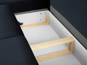 Cosmopolitan Design - Divano convertibile angolare sinistro con contenitore "Kyoto" 5 posti in velluto blu scuro 