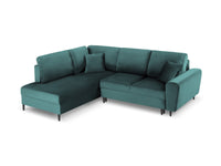 Cosmopolitan Design - Divano convertibile angolare sinistro con contenitore "Kyoto" 5 posti in velluto petrolio 