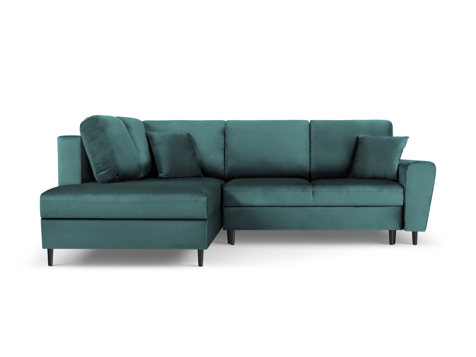 Cosmopolitan Design - Divano convertibile angolare sinistro con contenitore "Kyoto" 5 posti in velluto petrolio 