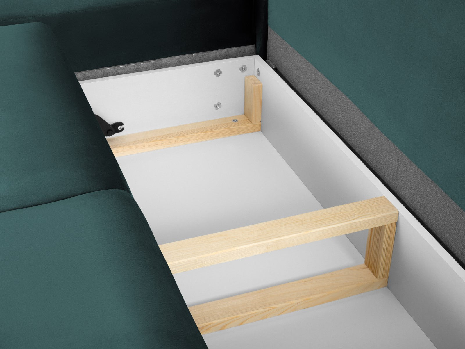 Cosmopolitan Design - Divano convertibile angolare sinistro con contenitore "Kyoto" 5 posti in velluto petrolio 