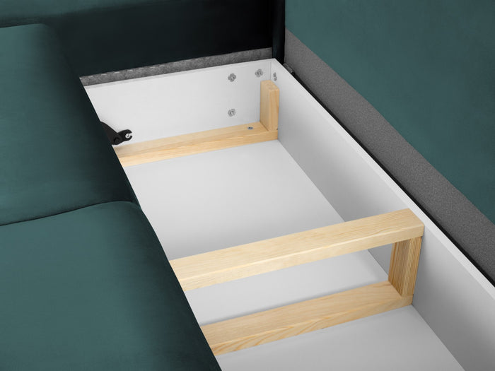 Cosmopolitan Design - Divano convertibile angolare sinistro con contenitore "Kyoto" 5 posti in velluto petrolio 