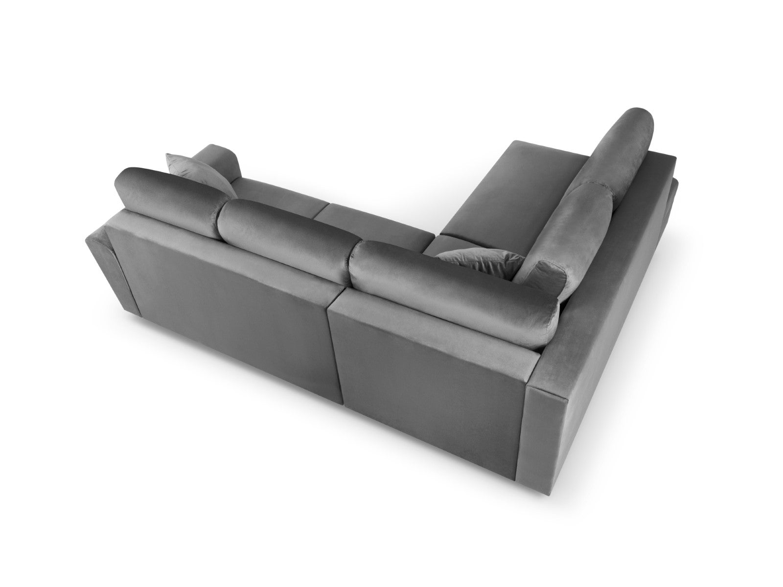 Cosmopolitan Design - Divano convertibile angolare sinistro con contenitore "Kyoto" 5 posti in velluto grigio chiaro 