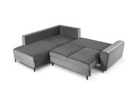 Cosmopolitan Design - Divano convertibile angolare sinistro con contenitore "Kyoto" 5 posti in velluto grigio chiaro 