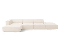 Cosmopolitan Design - Divano angolare sinistro "Arendal" 5 posti in ciniglia beige chiaro 