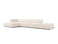 Cosmopolitan Design - Divano angolare sinistro "Arendal" 5 posti in ciniglia beige chiaro 