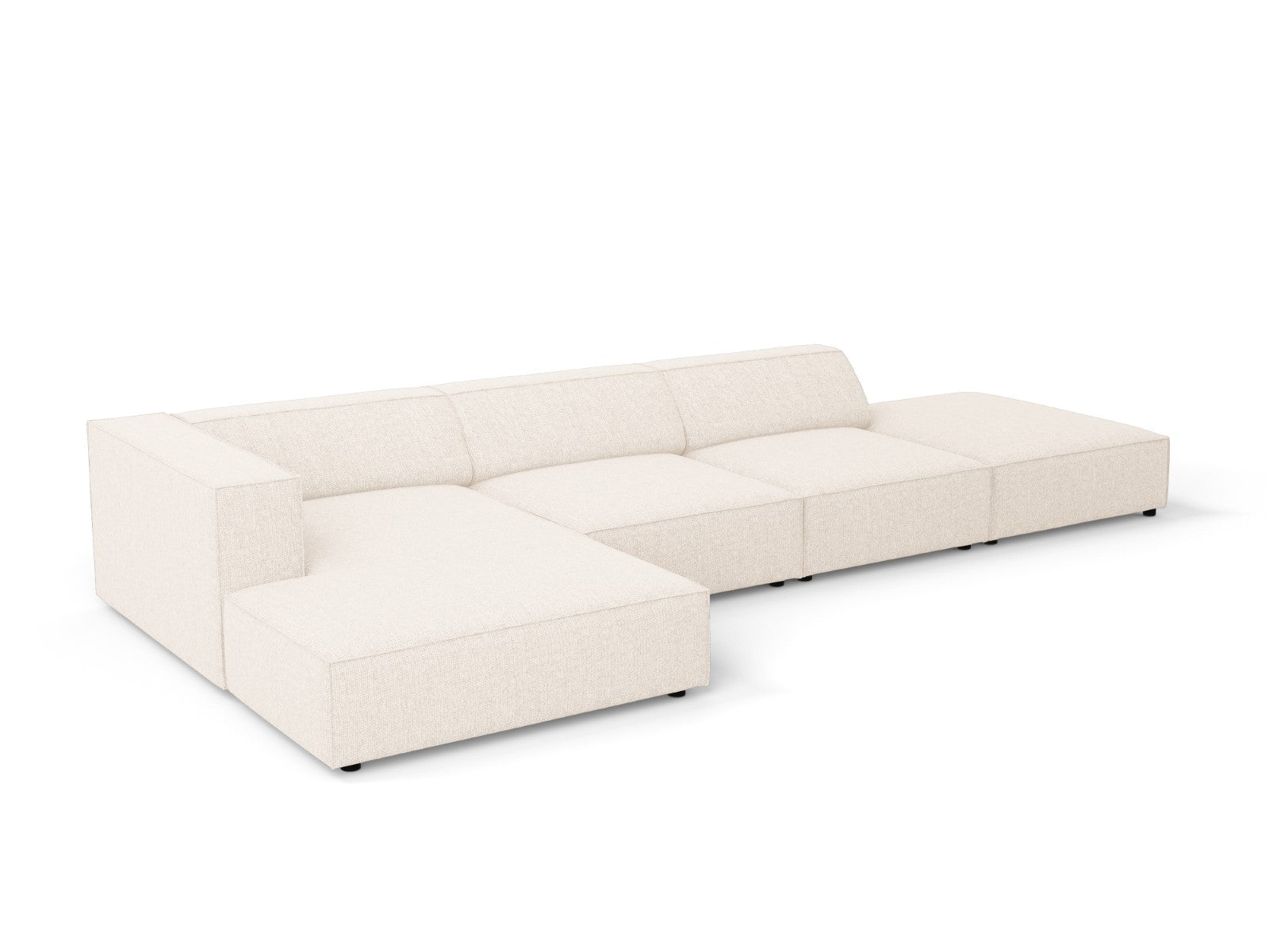 Cosmopolitan Design - Divano angolare sinistro "Arendal" 5 posti in ciniglia beige chiaro 