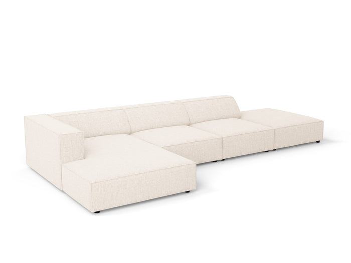 Cosmopolitan Design - Divano angolare sinistro "Arendal" 5 posti in ciniglia beige chiaro 