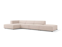 Cosmopolitan Design - Divano angolare sinistro "Arendal" 5 posti in ciniglia beige 