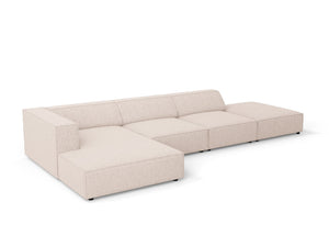 Cosmopolitan Design - Divano angolare sinistro "Arendal" 5 posti in ciniglia beige 