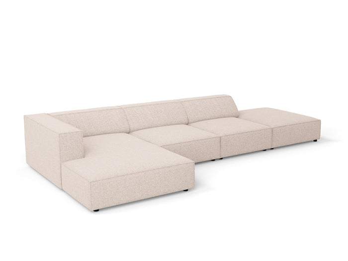 Cosmopolitan Design - Divano angolare sinistro "Arendal" 5 posti in ciniglia beige 