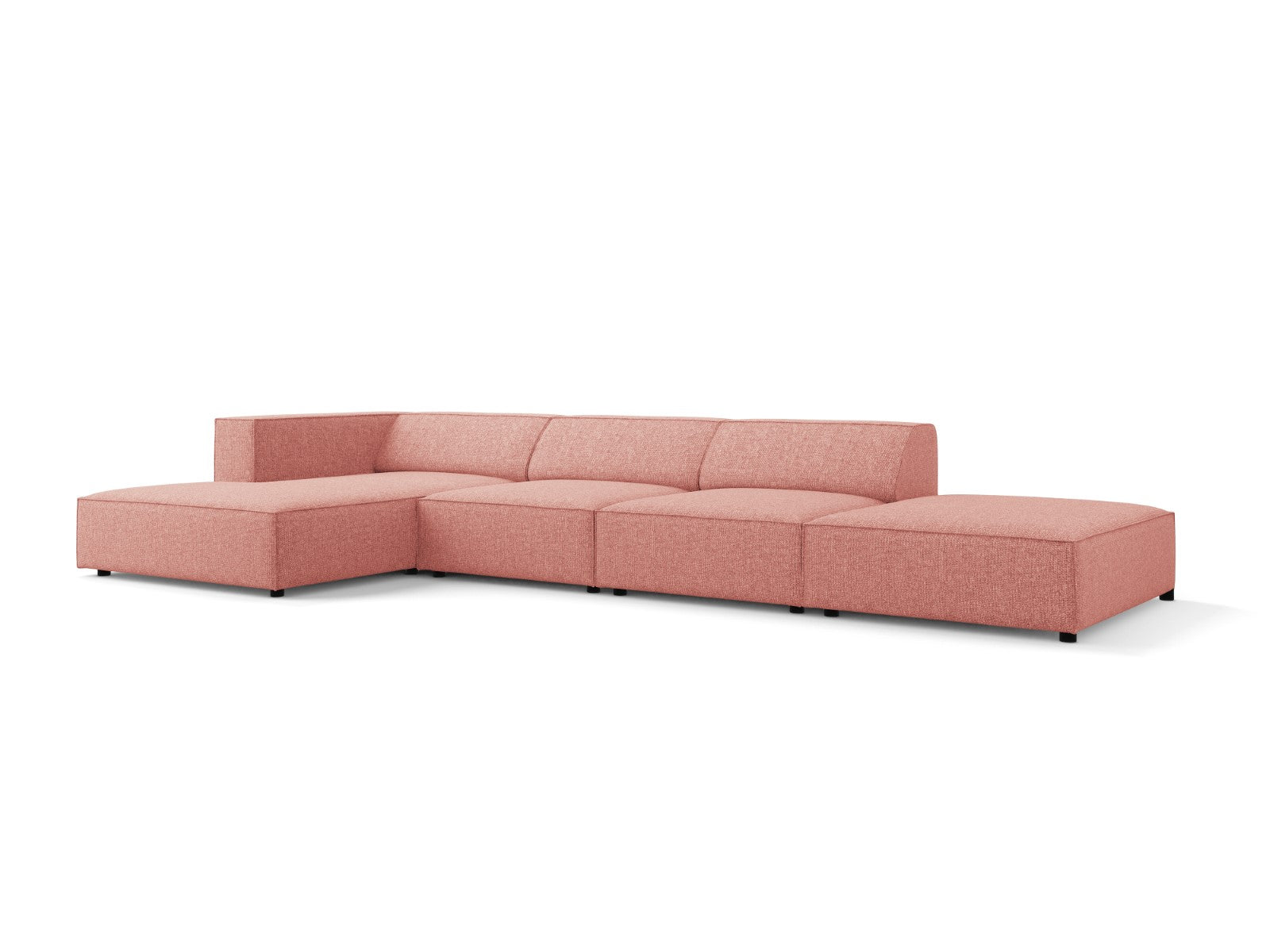 Cosmopolitan Design - Divano angolare sinistro "Arendal" 5 posti in ciniglia rosa 
