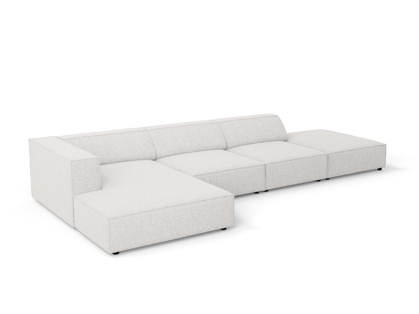 Cosmopolitan Design - Divano angolare sinistro "Arendal" 5 posti in ciniglia grigio chiaro 